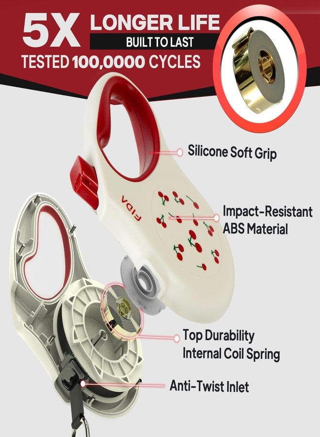 Fida Retractable Dog Leash, 16 ft Dog Walking Leash for Small Dogs up to 26 lbs, 360° Tangle Free, Cherry - Image 4